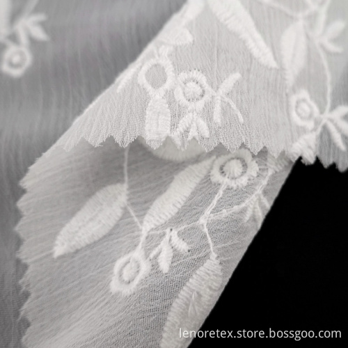 Cotton Flower Pattern 100% Polyester White Tulle Fabric